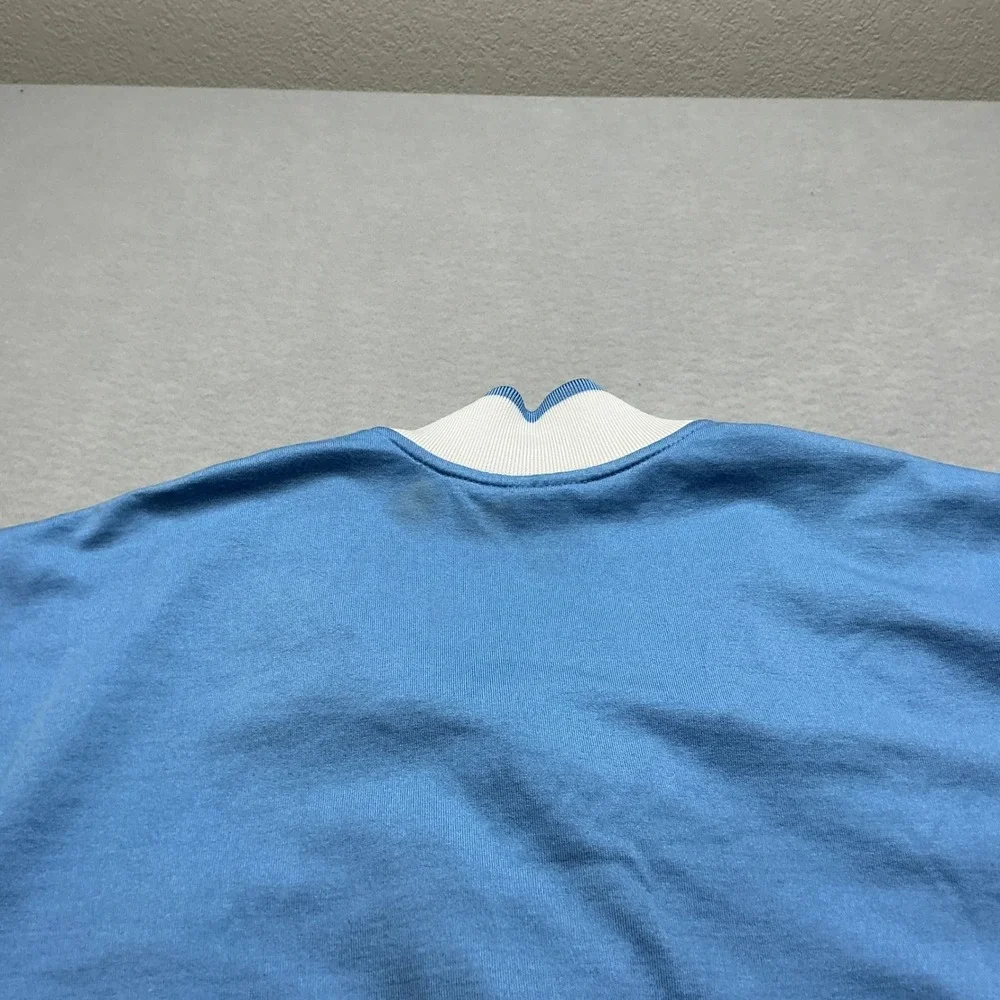 Nike UNC‎ Tar Heels Quarter Zip Polo Shirt Large Blue Argyle Stripe Vintage Men